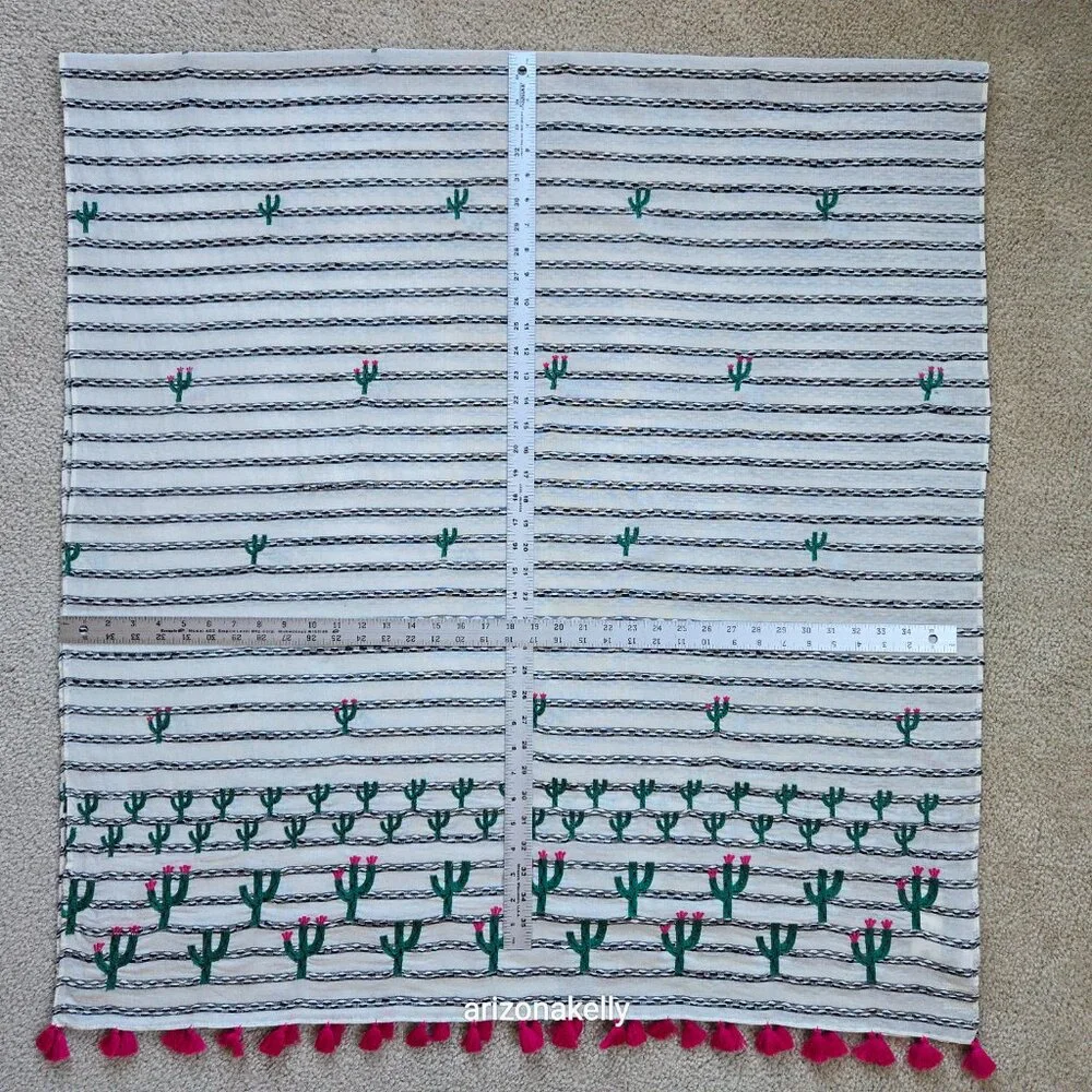 NWT RARE Anthropologie Embroidered Cactus Scarf